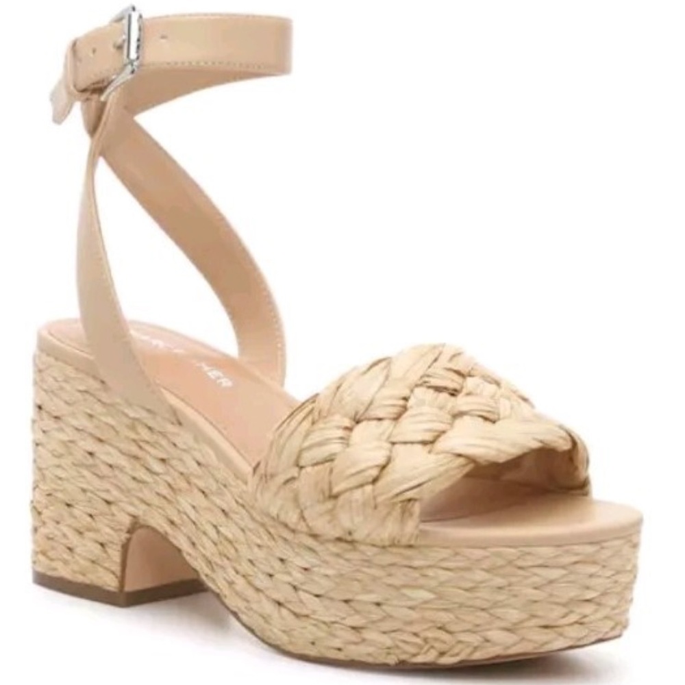 Marc Fisher Woven Platform Sandals Raffia